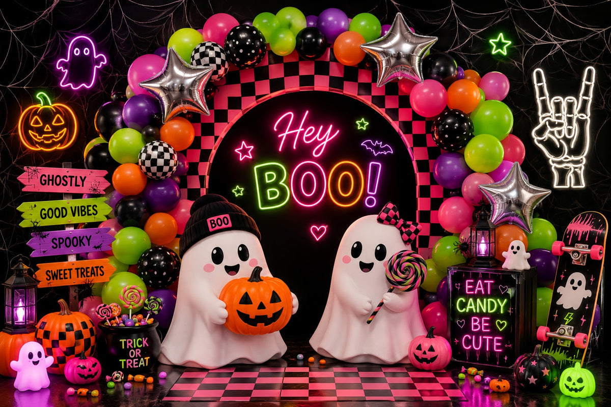 Décor D'Halloween Pour Photomaton Ballon Fantôme Néon Décor Mignon Pour Fête D'Halloween LXX67-182