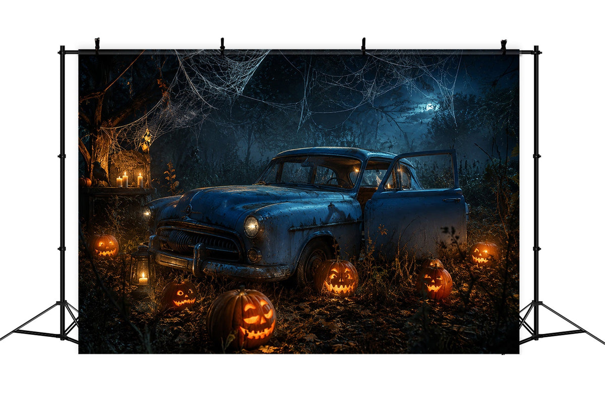 Décor De Garage D'Halloween Forêt De Citrouilles Abandonnée Décor De Voiture Pour Halloween LXX67-184