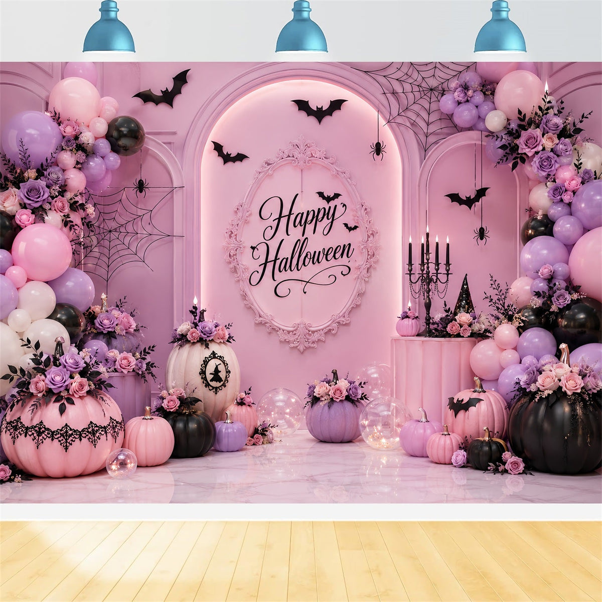 Décors Photo D'Halloween Arche De Ballons Floraux Et Citrouilles Pastel Décor D'Anniversaire D'Halloween LXX67-185
