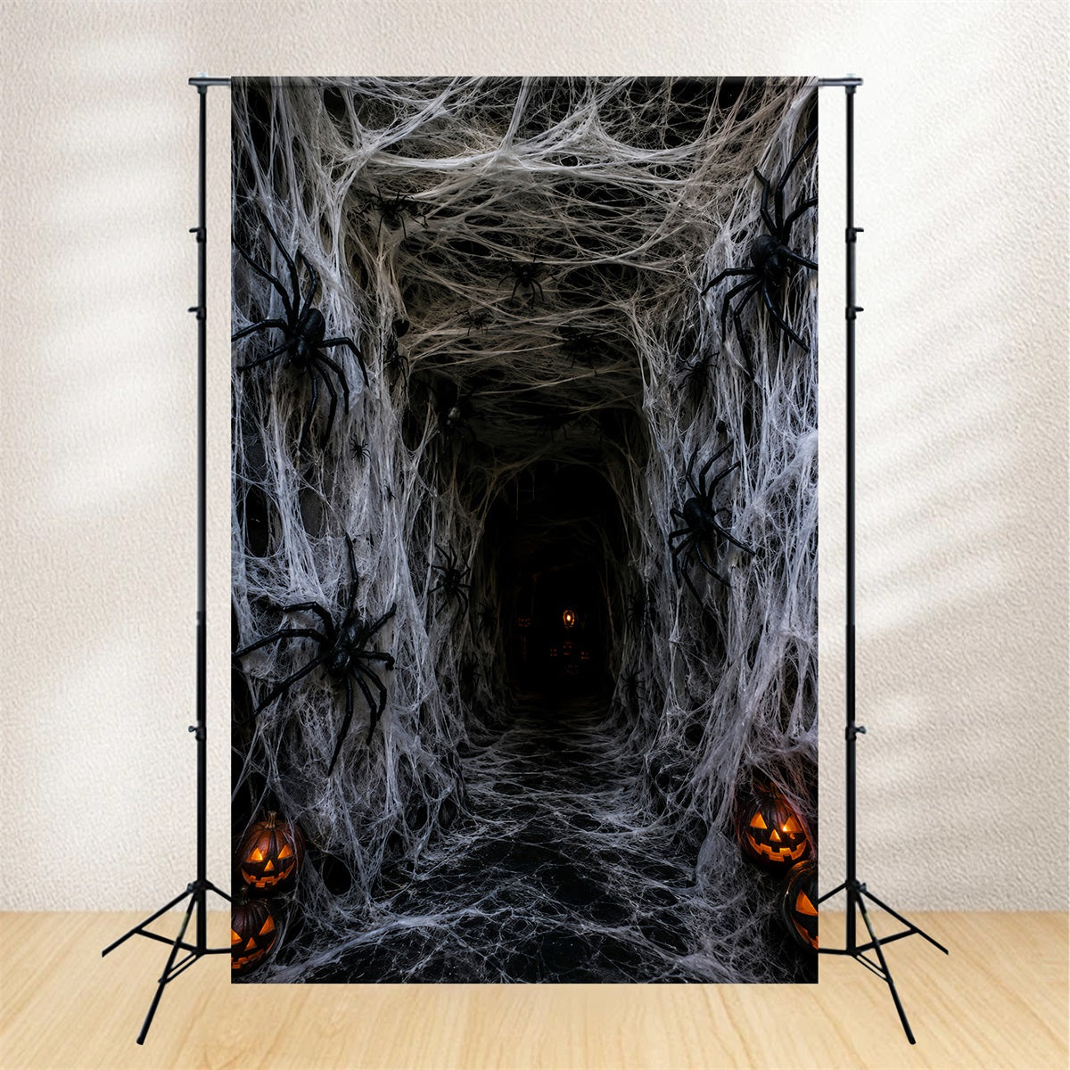 Toile De Fond En Tissu Pour Halloween Tunnel D'Horreur Avec Citrouille Et Toile D'Araignée Pour Photos LXX67-188