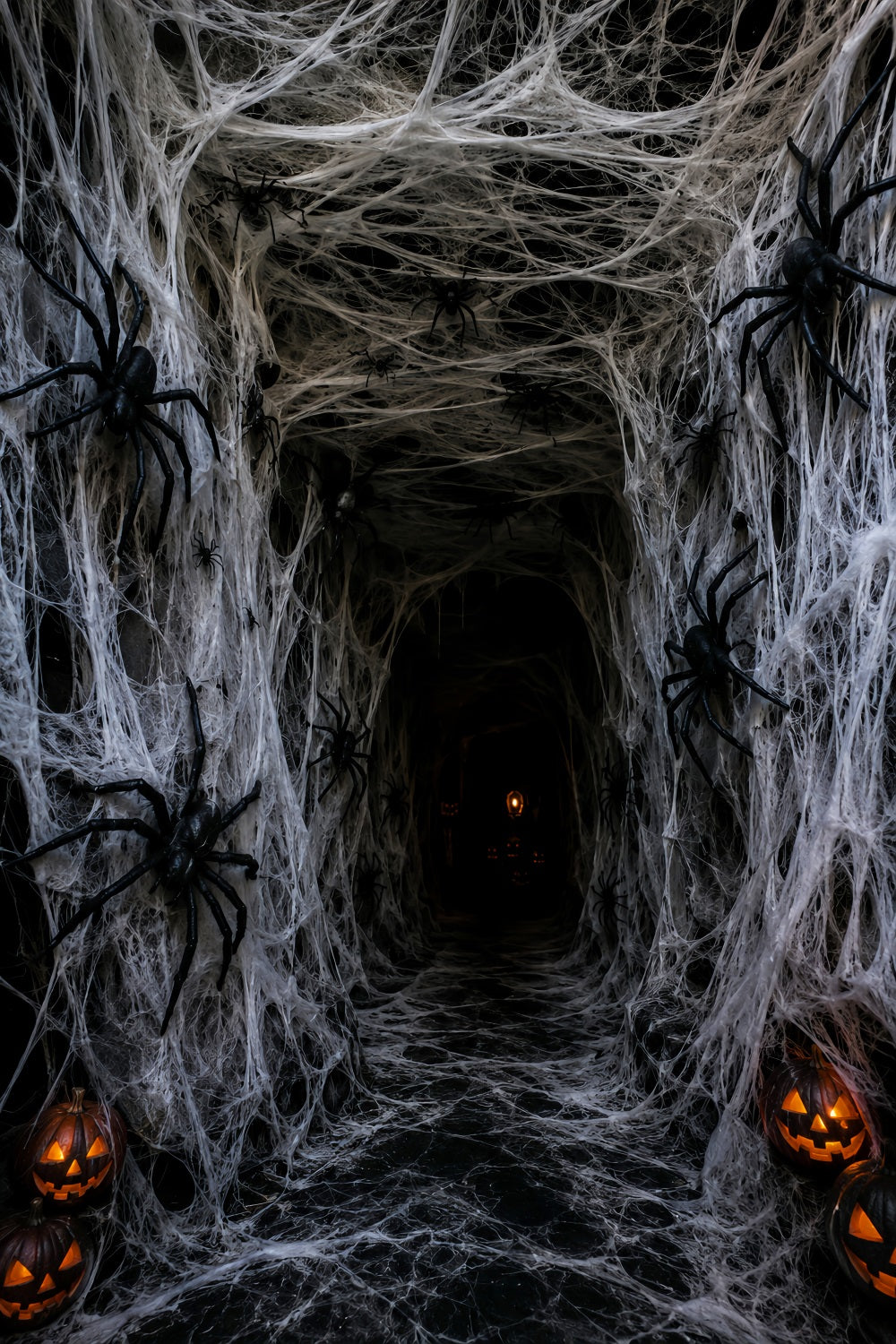 Toile De Fond En Tissu Pour Halloween Tunnel D'Horreur Avec Citrouille Et Toile D'Araignée Pour Photos LXX67-188