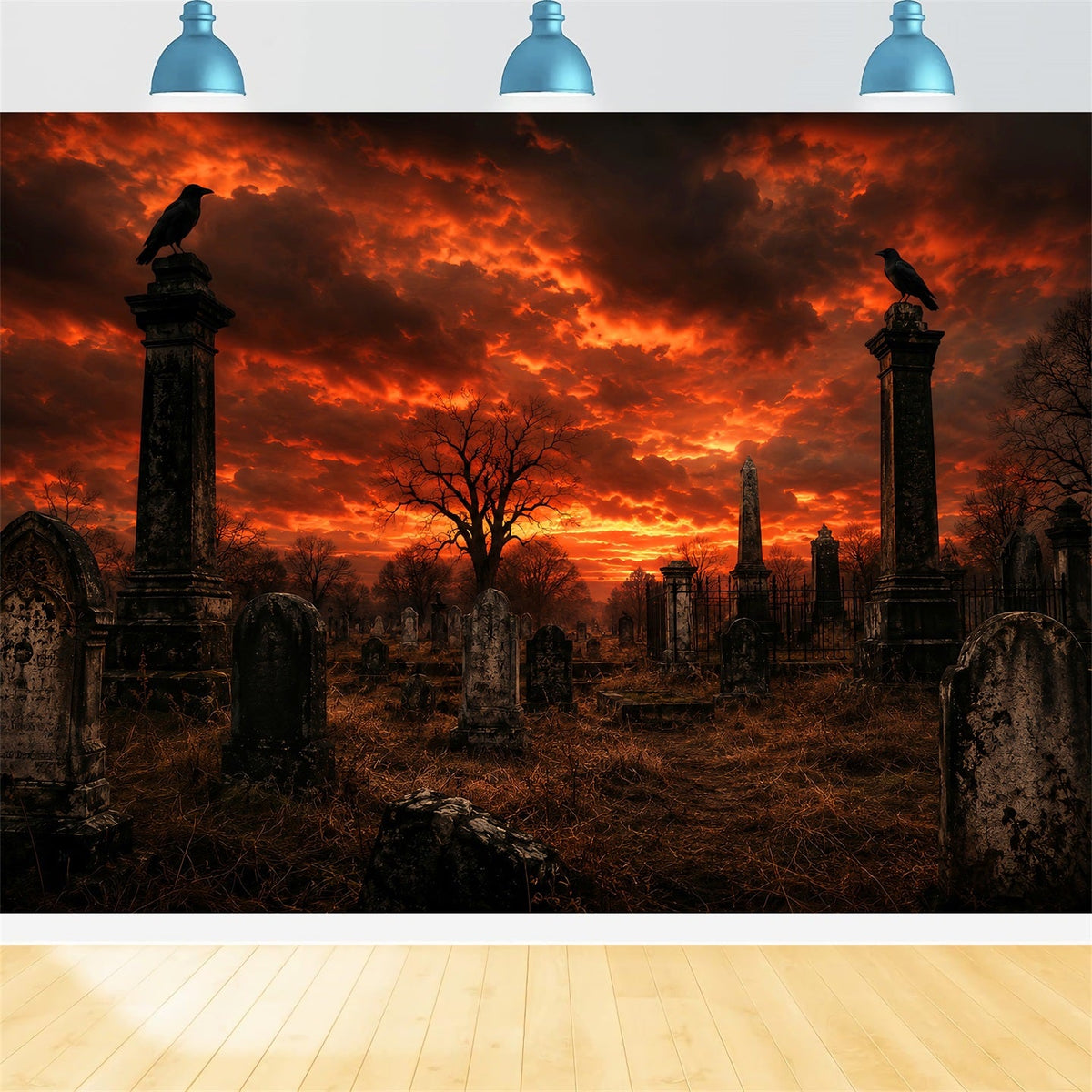 Idées De Décors D'Halloween À Faire Soi-Même Crépuscule Flamboyant Cimetière De Corbeaux Décors LXX67-190