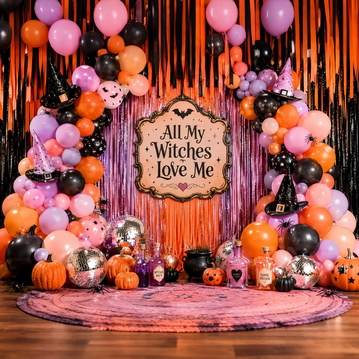 Décor De Fond Pour Photomaton D'Halloween Ballons Sorcières Décoration De Fête Halloween LXX67-193