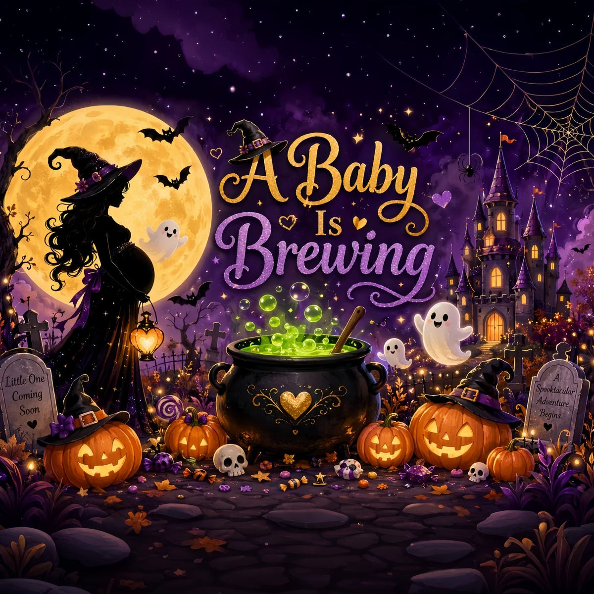 Décor De Fête Prénatale D'Halloween Séance Photo Sur Le Thème De La Sorcière LXX67-195