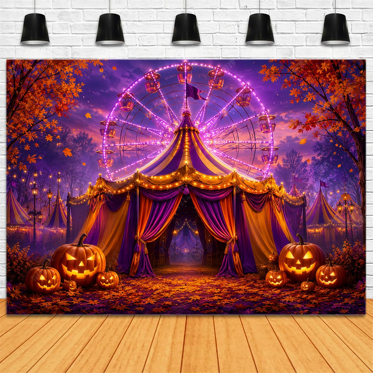 Décors D'Halloween Pour Photos Carnaval  Violet itrouille Festival Cirque D'Halloween LXX67-198
