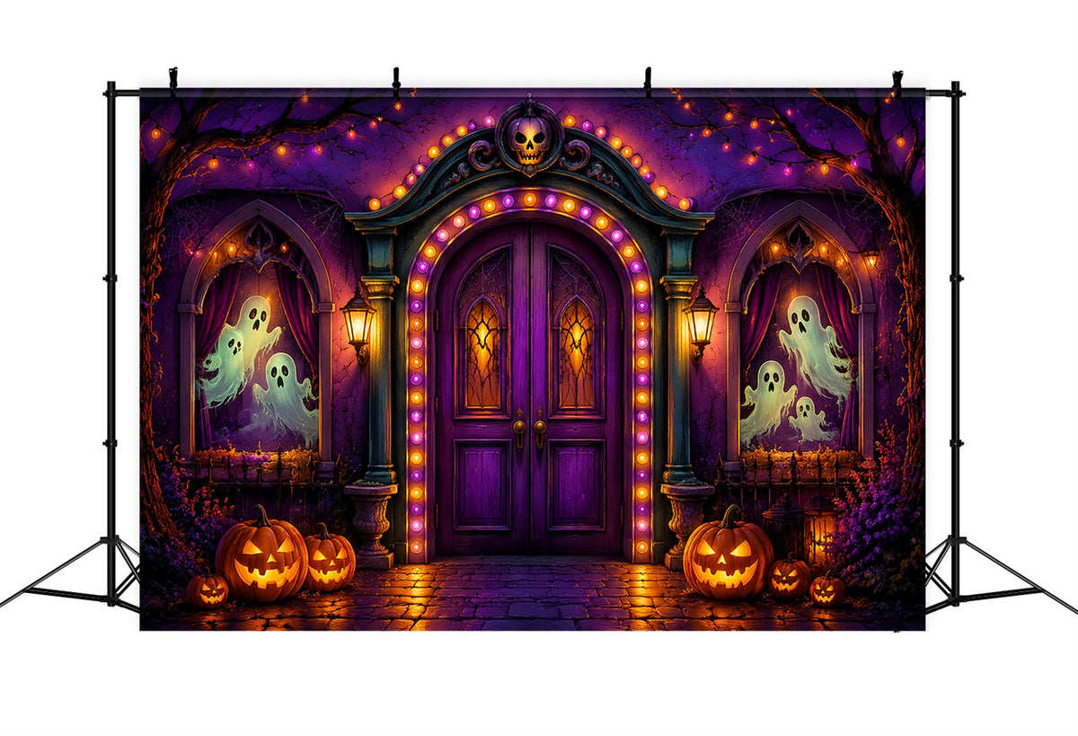 Décors En Carton Pour Halloween Arche Fantôme Violette Décor De Photographie D'Halloween LXX67-20