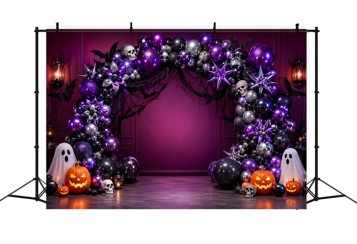 Idées De Décor D'Halloween À Faire Soi-Même Arche De Ballons Fantôme Et Crâne Violet Décor LXX67-203
