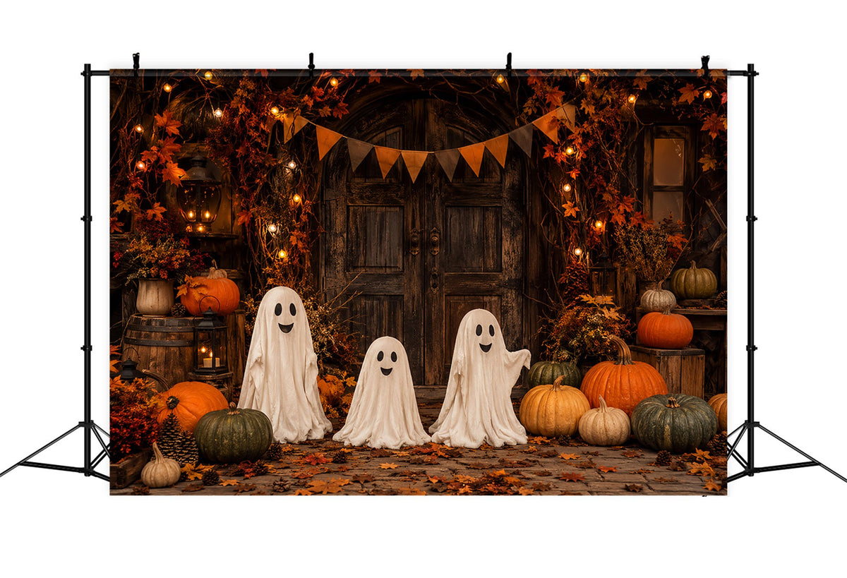 Décor De Maison Hantée Rustique Avec Porte De Citrouille Fantôme Gothique LXX67-214
