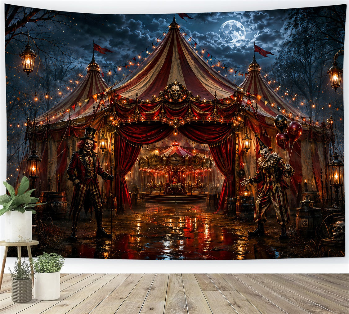 Décor De Carnaval Effrayant Entrée De Cirque Avec Clown Sinistre Halloween LXX67-231