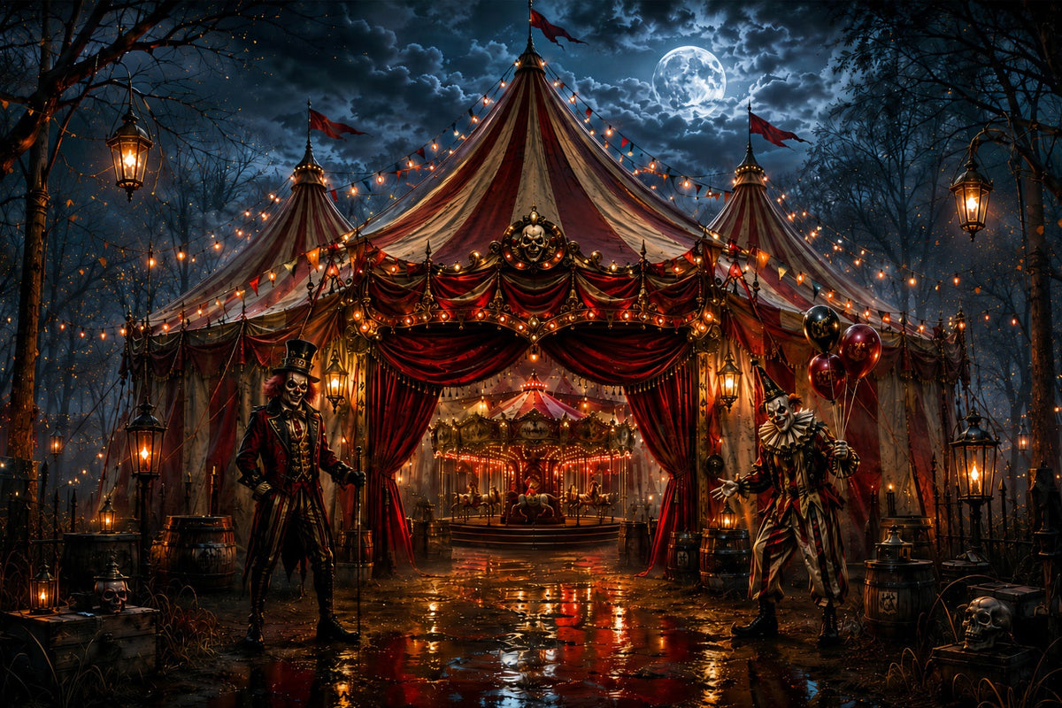 Décor De Carnaval Effrayant Entrée De Cirque Avec Clown Sinistre Halloween LXX67-231