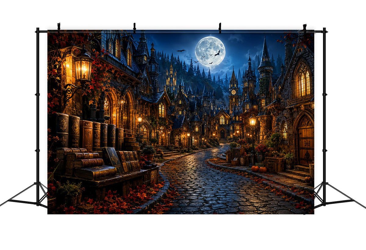 Décor D'Halloweentown Village De Librairies Gothiques Au Clair De LuneDécors Effrayants Pour Halloween LXX67-236