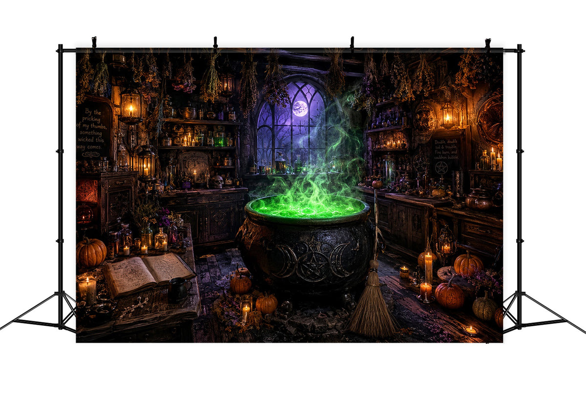 Décor De Sorcière D'Halloween Atelier De Chaudron Vert Décor Photo Pour Fête D'Halloween LXX67-241