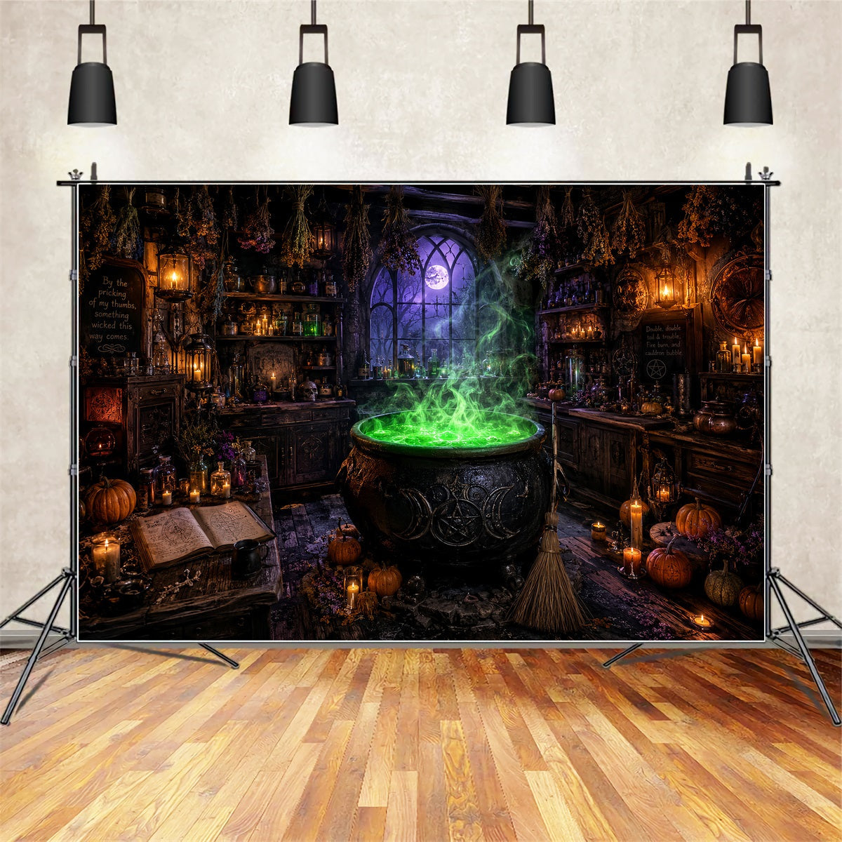 Décor De Sorcière D'Halloween Atelier De Chaudron Vert Décor Photo Pour Fête D'Halloween LXX67-241