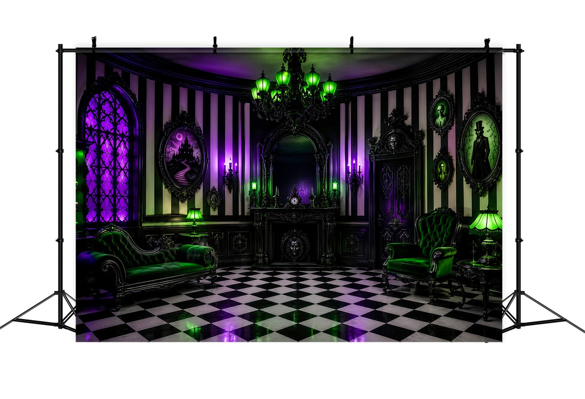 Décor De Maison Hantée Pour Halloween Violet Et VertStyle Gothique Décor Effrayant LXX67-245