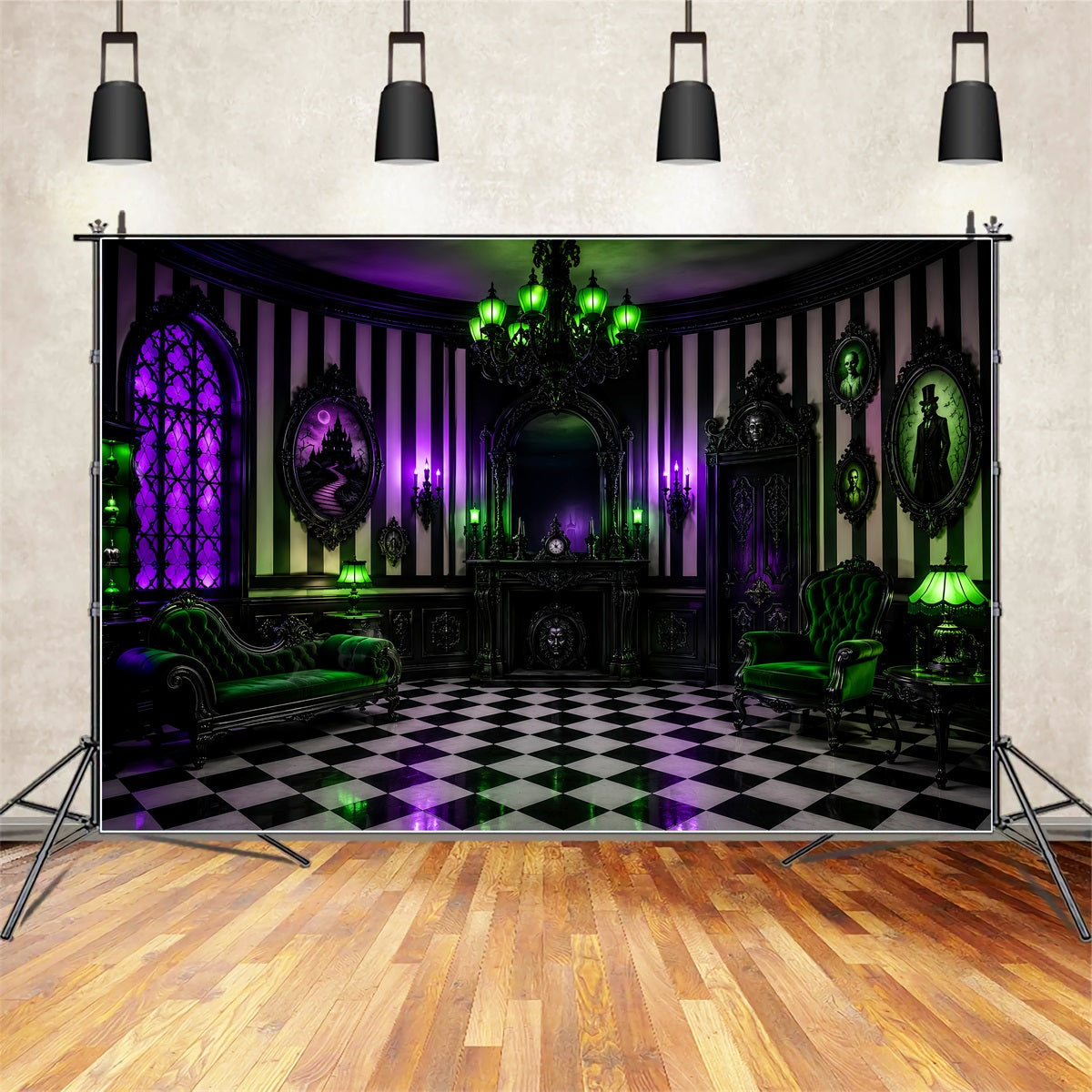 Décor De Maison Hantée Pour Halloween Violet Et VertStyle Gothique Décor Effrayant LXX67-245