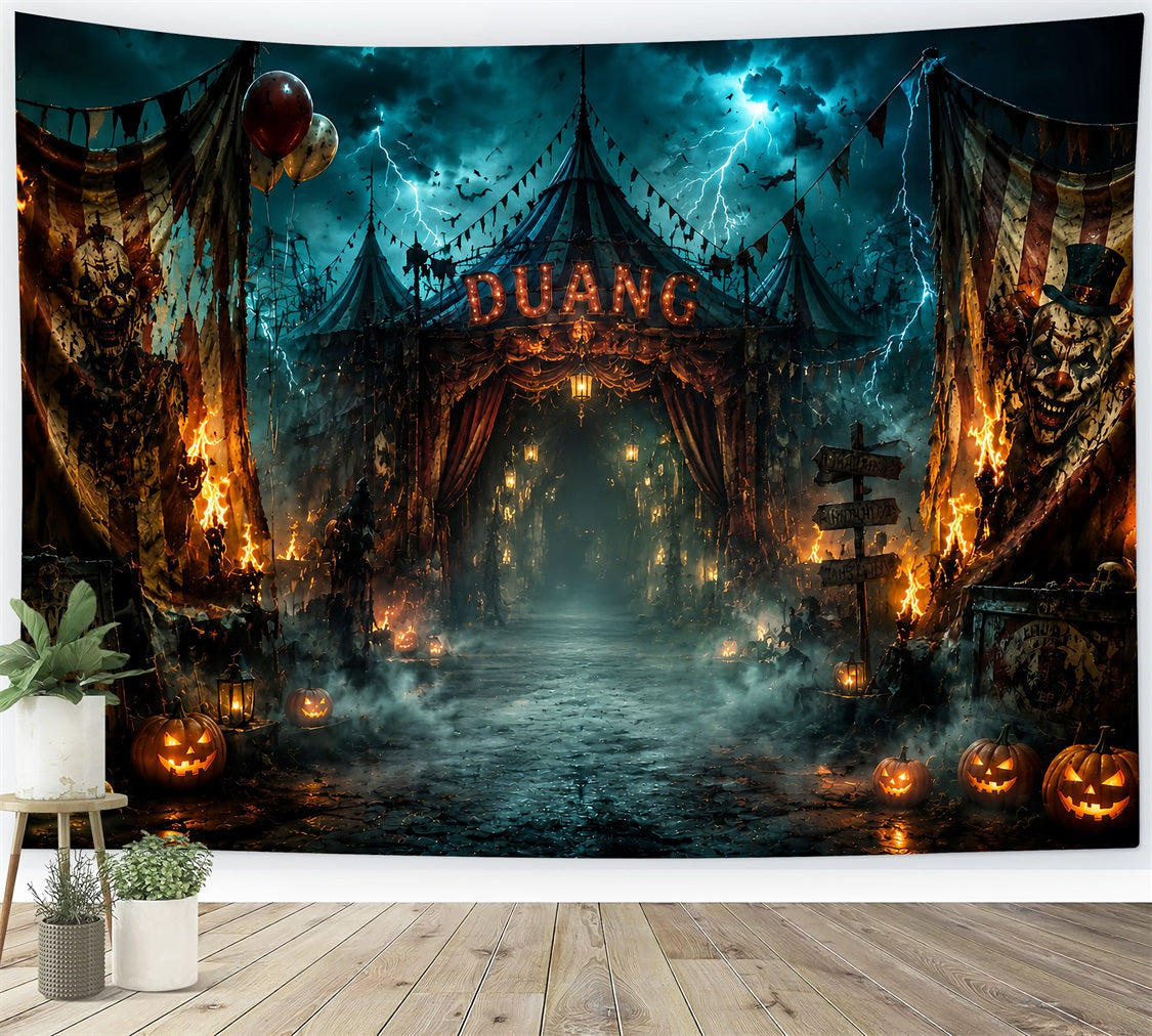 Décor D'Halloween Effrayant Entrée De Cirque Hantée En Flammes Décor D'Halloween Effrayant LXX67-25