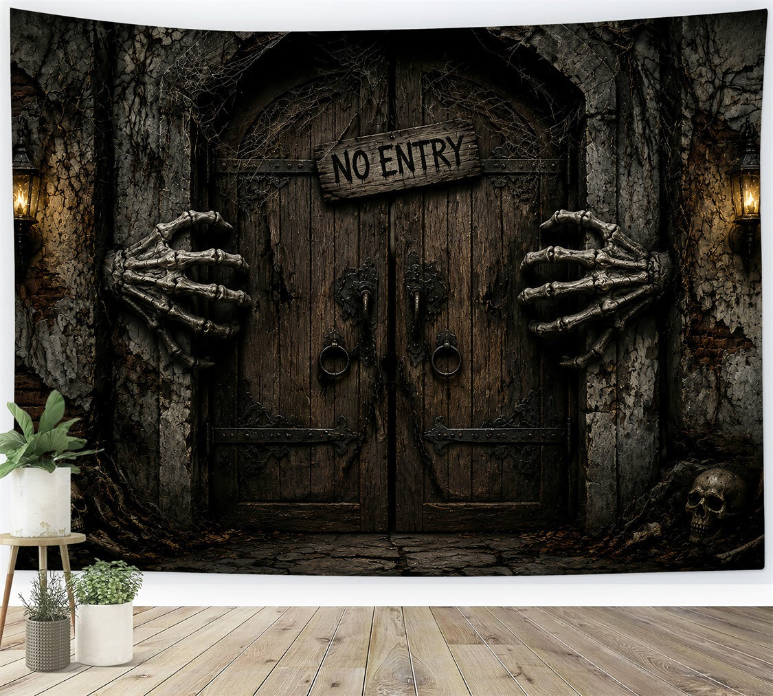 Décor De Garage Pour Halloween Mains Squelettiques Porte Interdite Décor LXX67-26