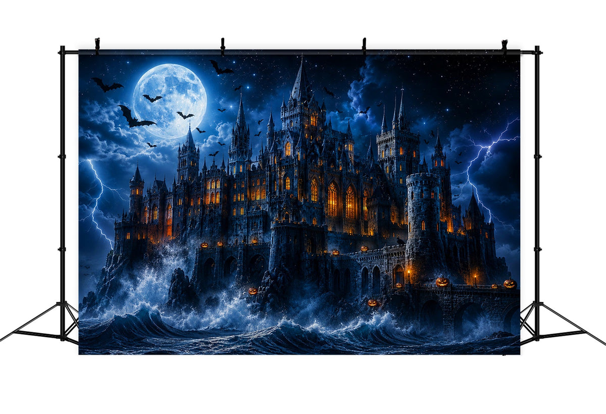 Décor De Château D'Halloween Océan Orageux Au Clair De Lune Décors Effrayants Pour Halloween LXX67-260