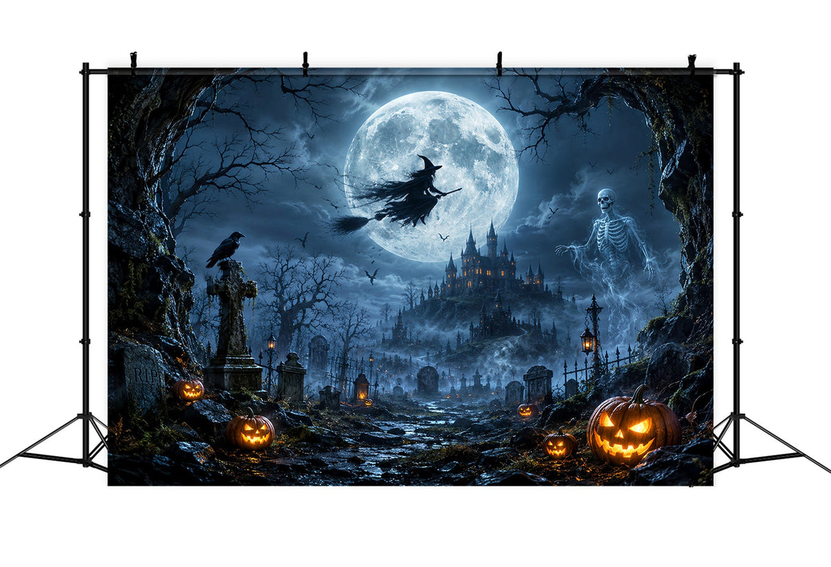 Idées De Décors Effrayants Pour Halloween Sorcière Au Clair De Lune Squelette Cimetière Décor LXX67-29