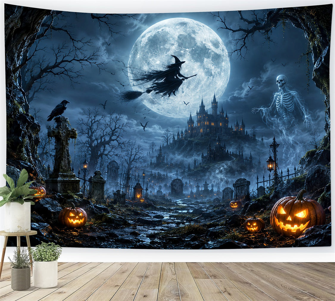 Idées De Décors Effrayants Pour Halloween Sorcière Au Clair De Lune Squelette Cimetière Décor LXX67-29