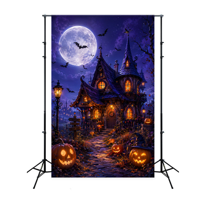 Idées De Décors D'Halloween À Faire Soi-Même Maison De Sorcière Au Clair De Lune Citrouilles Décors LXX67-33