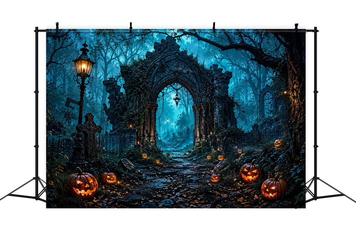 Arche De Décor D'Halloween Ruines De Forêt Hantée Citrouilles Grand Décor D'Halloween LXX67-36
