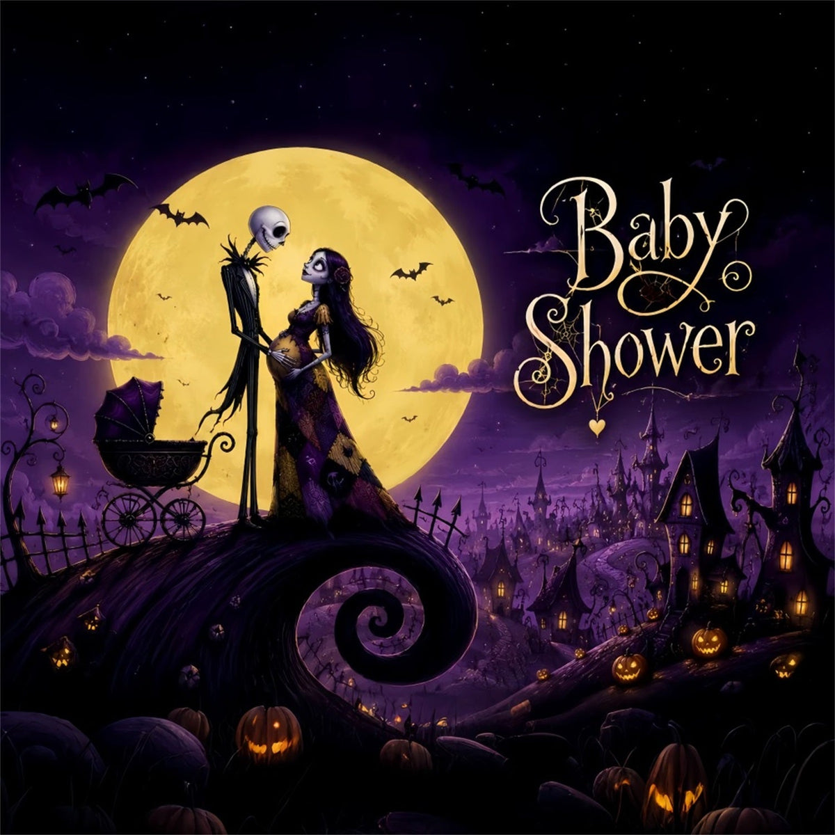 Décor De Photographie Pour Baby Shower D'Halloween Squelette Gothique Et Sorcière LXX67-39