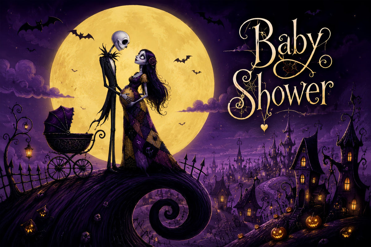 Décor De Photographie Pour Baby Shower D'Halloween Squelette Gothique Et Sorcière LXX67-39