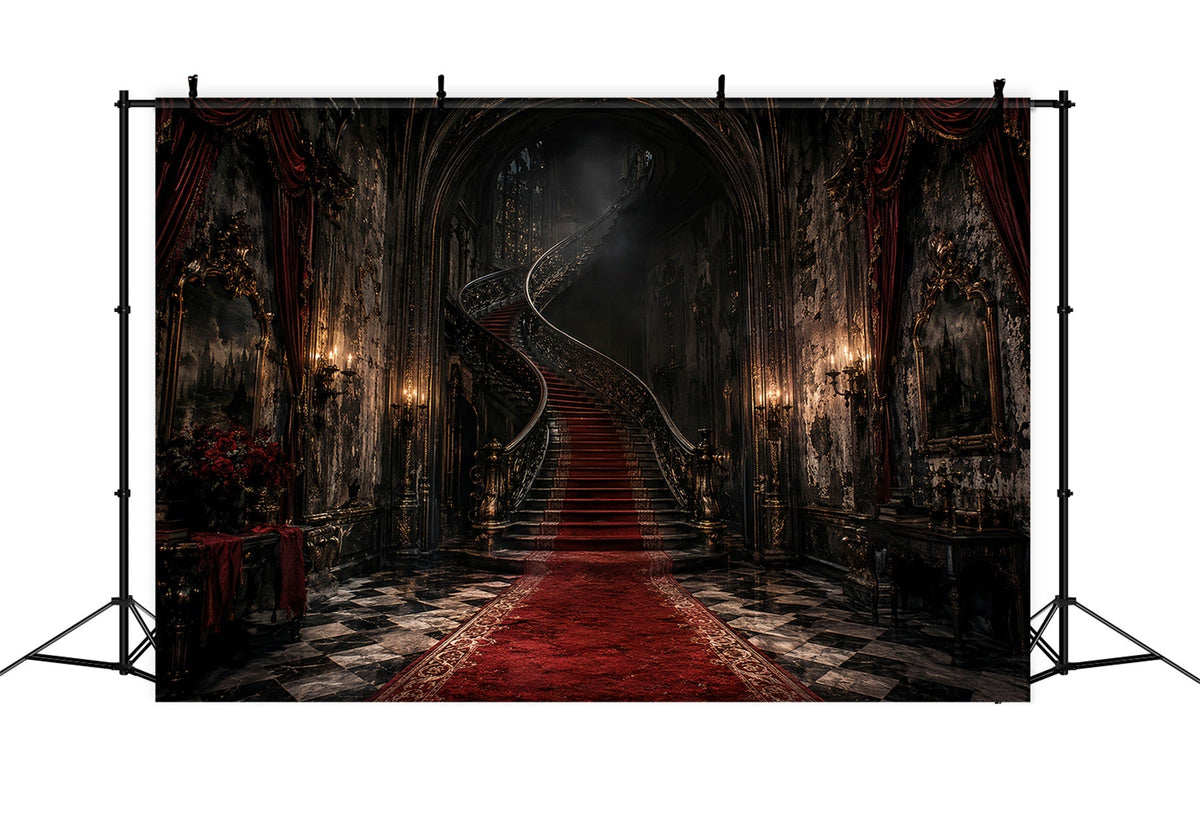 Idées De Décors Pour Une Fête D'Halloween Manoir Gothique Escalier En Colimaçon Décors LXX67-41