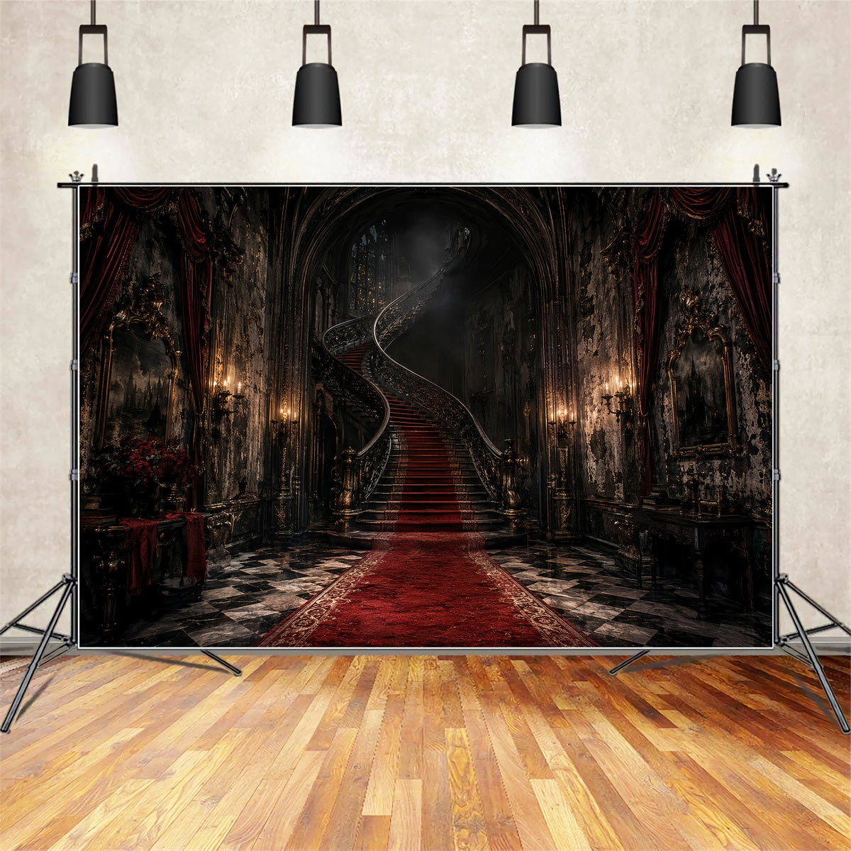 Idées De Décors Pour Une Fête D'Halloween Manoir Gothique Escalier En Colimaçon Décors LXX67-41
