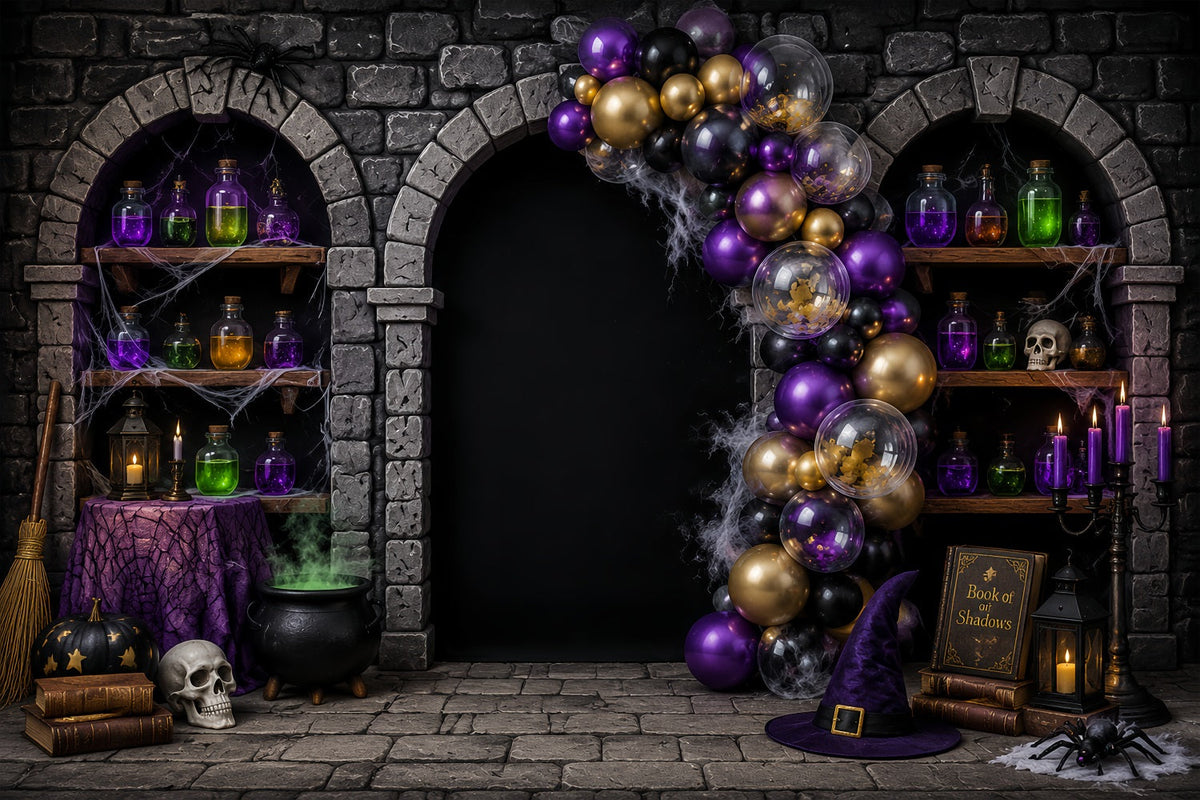 Décor De Photomaton D'Halloween À Faire Soi-Même Arche De Ballons Avec Potion De Sorcière LXX67-45