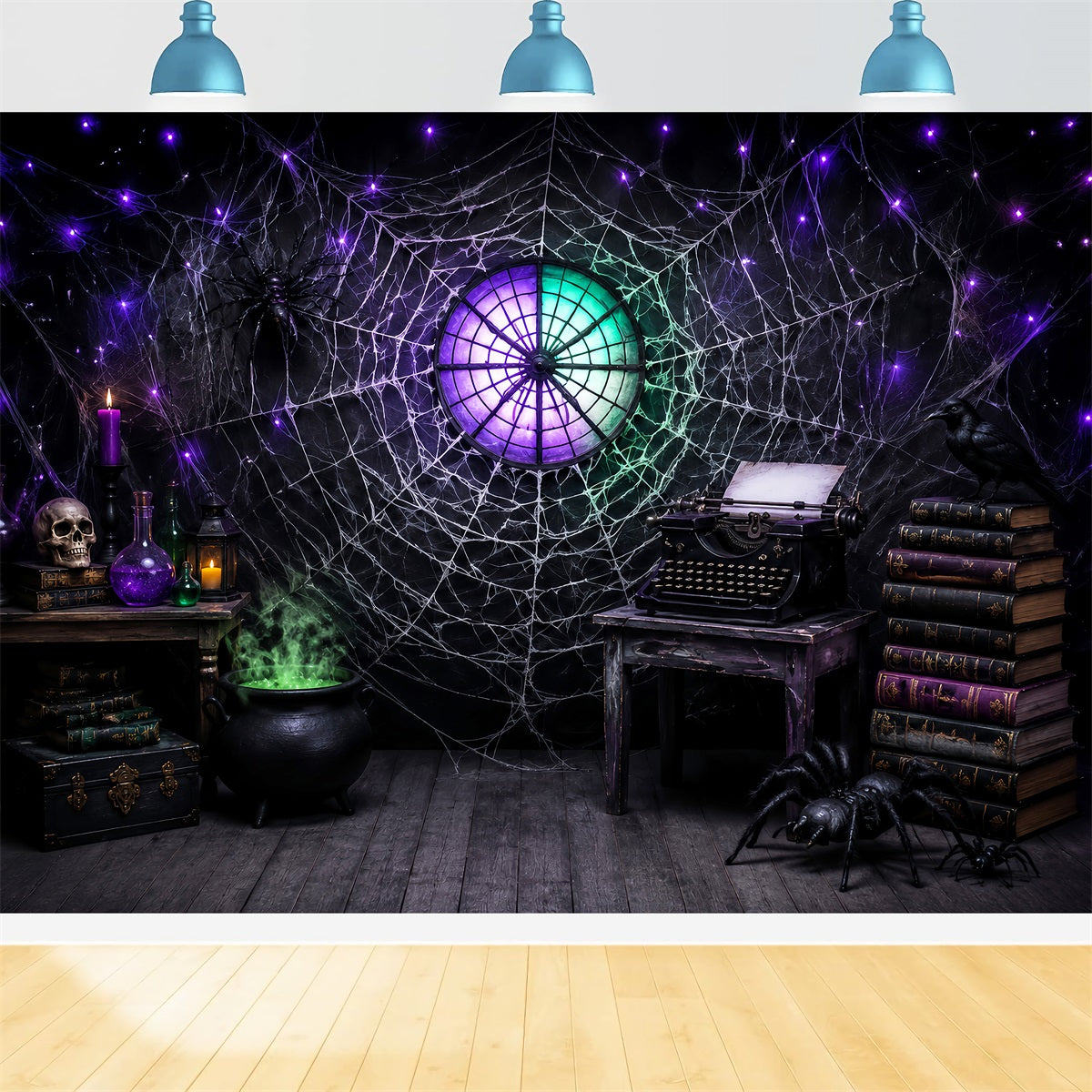 Idées De Décors D'Halloween À Faire Soi-Même Toile D'Araignée Machine À Écrire Grimoire Étude Décor LXX67-48