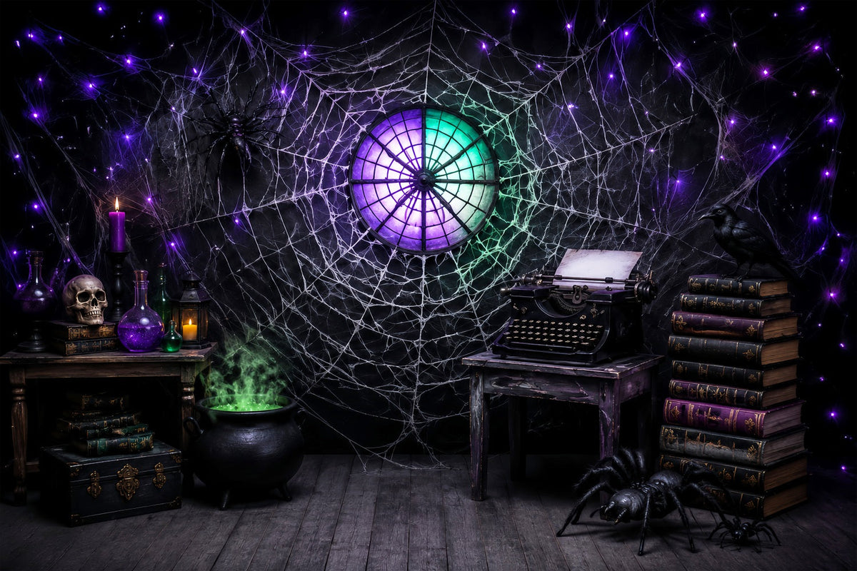 Idées De Décors D'Halloween À Faire Soi-Même Toile D'Araignée Machine À Écrire Grimoire Étude Décor LXX67-48
