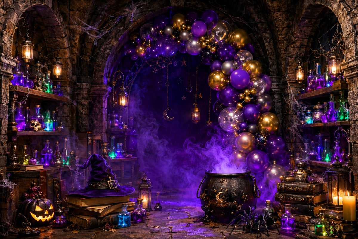 Idées De Décors D'Halloween À Faire Soi-Même Laboratoire De Potions De Sorcière Violettes Décor LXX67-49