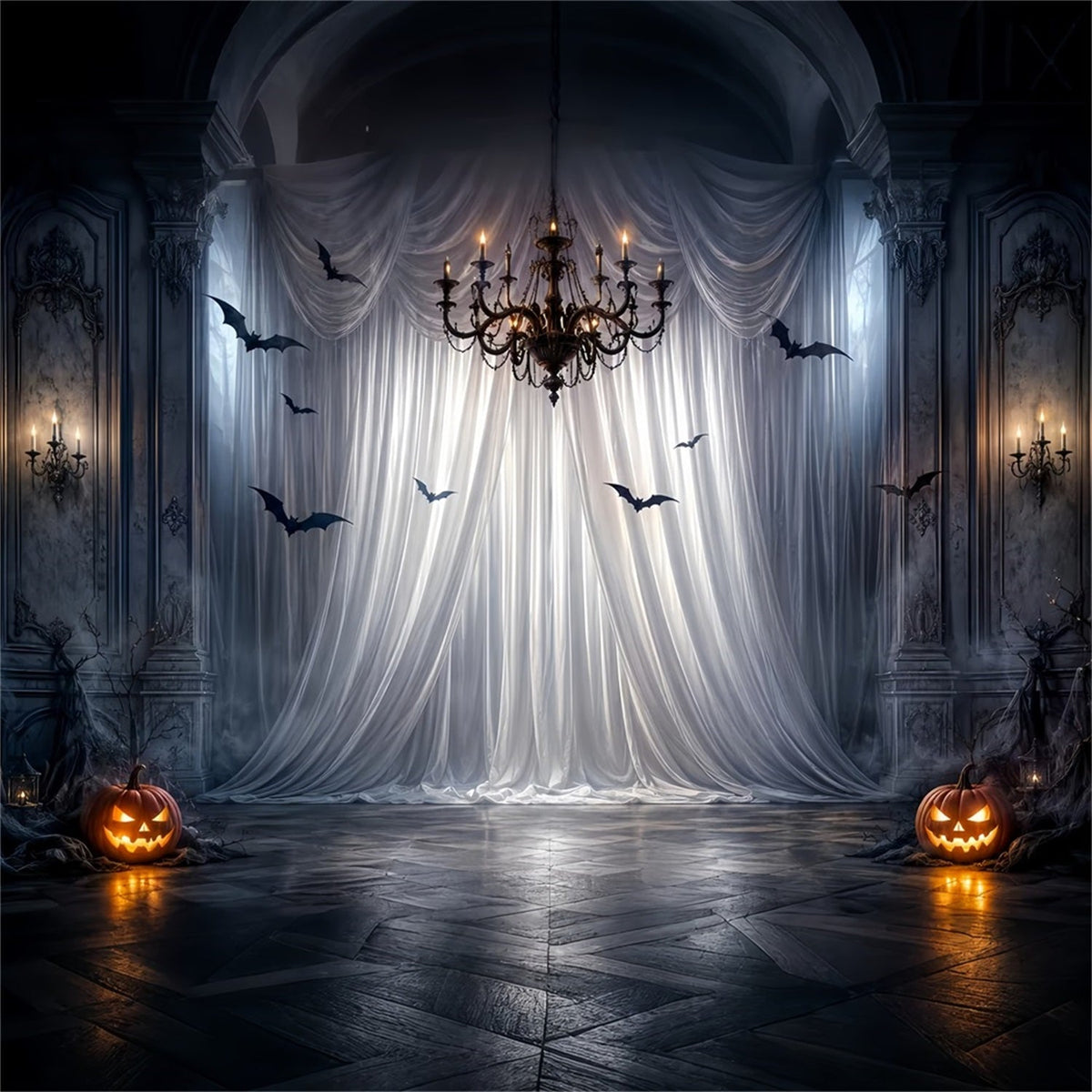 Idées De Décors Photo Pour Une Fête D'Halloween Draperies Gothiques Lustre Chauves-Souris Décor LXX67-50
