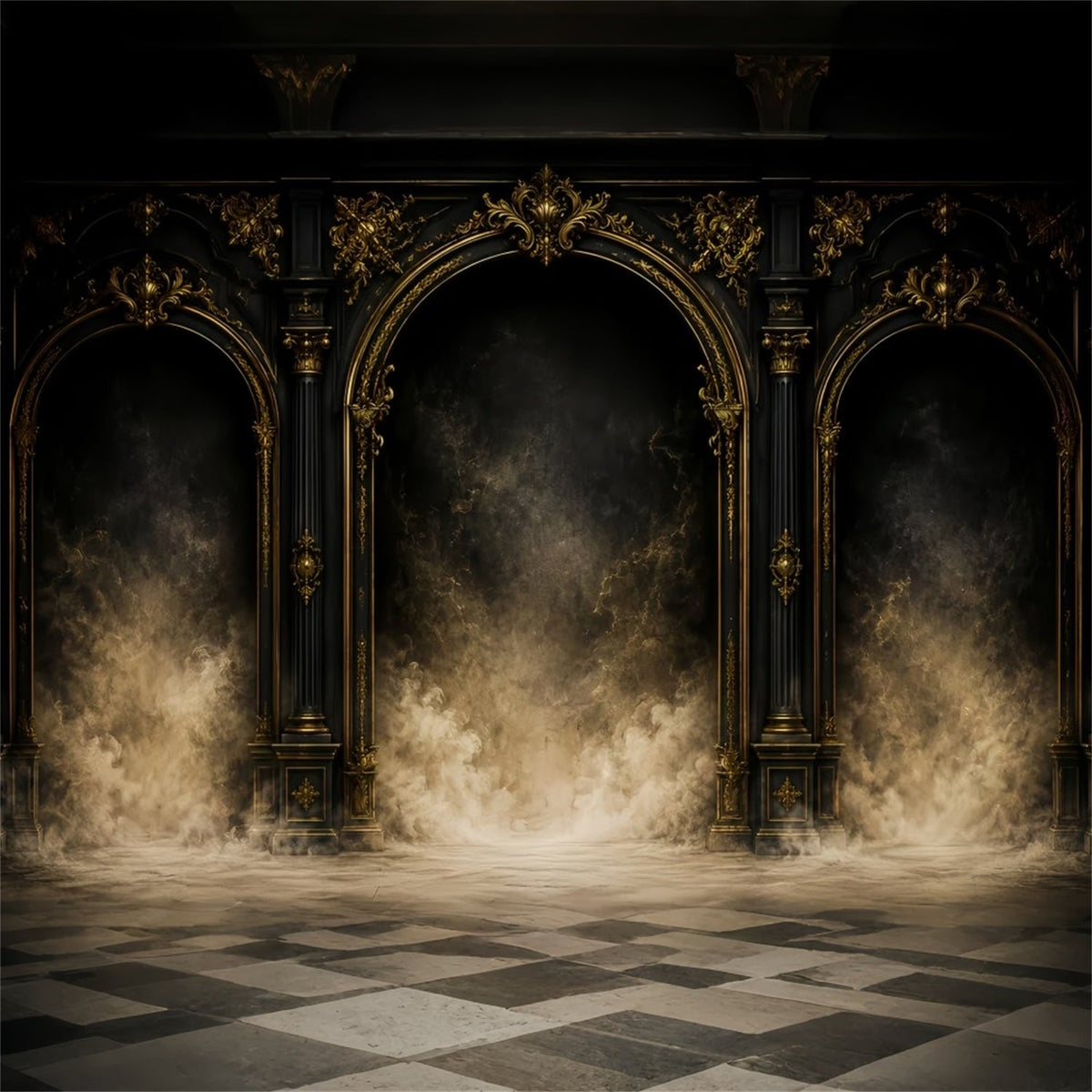 Décor D'Halloween Simple Style Gothique Avec Colonnes Dorées Et ArchesTrès Grand Format LXX67-54