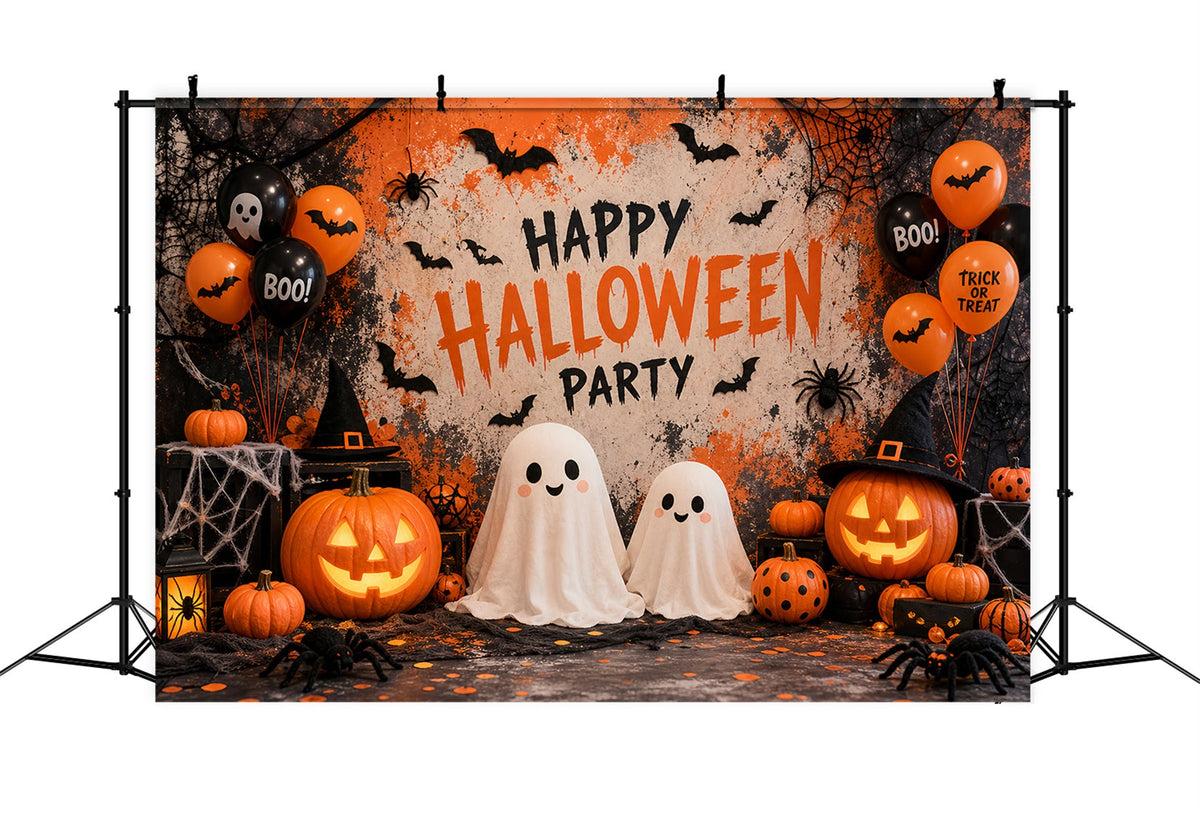 Décor De Fond Photo Pour Fête D'Halloween Fantôme Citrouille BallonsToile De Fond Halloween LXX67-57