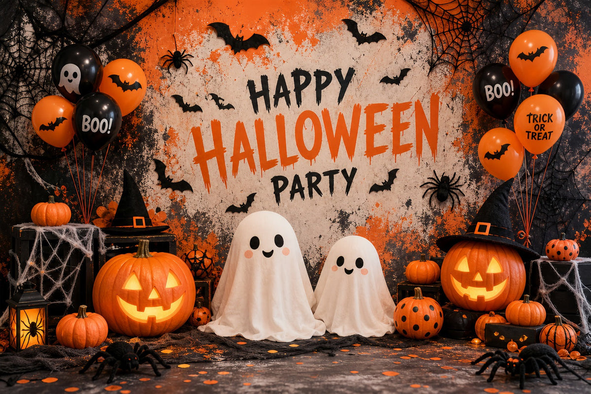 Décor De Fond Photo Pour Fête D'Halloween Fantôme Citrouille BallonsToile De Fond Halloween LXX67-57