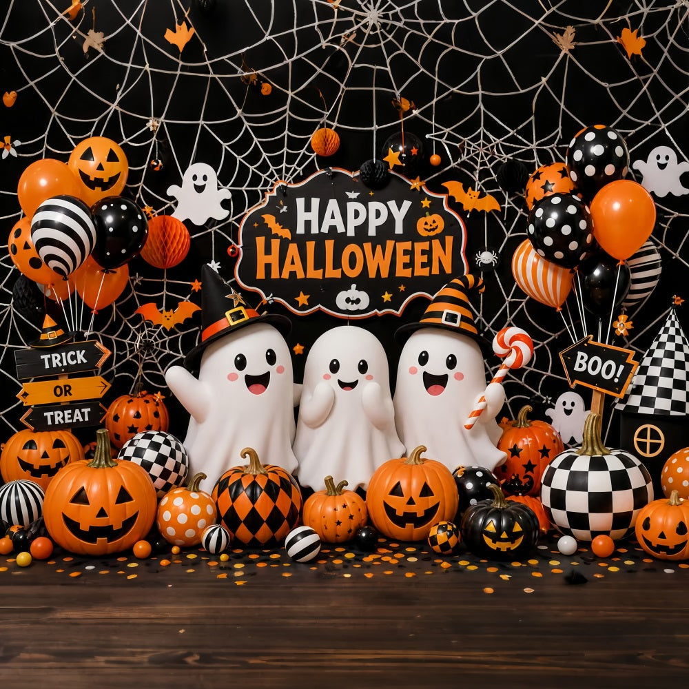 Décors D'Halloween MignonsFantômesCitrouillesBallonsToiles D'Araignée LXX67-6