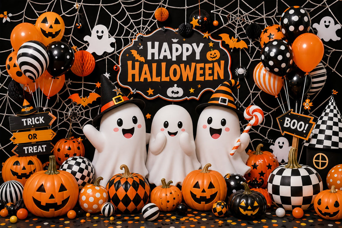Décors D'Halloween MignonsFantômesCitrouillesBallonsToiles D'Araignée LXX67-6