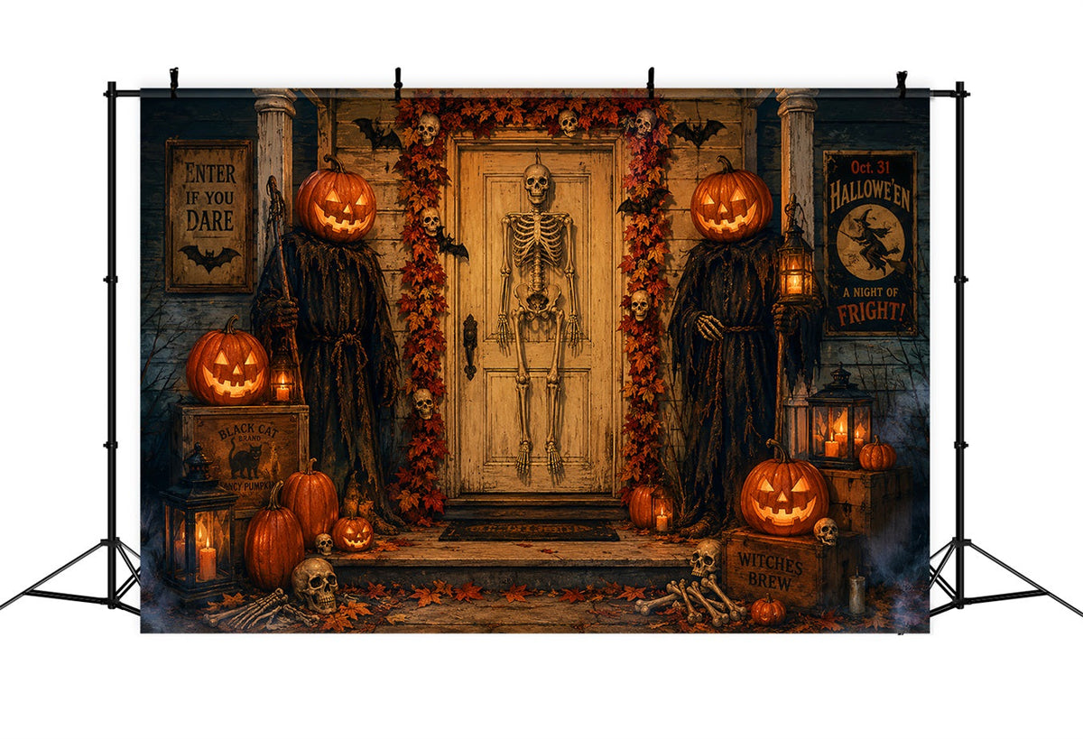 Décors D'Halloween Porte D'Entrée Avec Citrouille SqueletteIdées De Décors D'Halloween LXX67-62