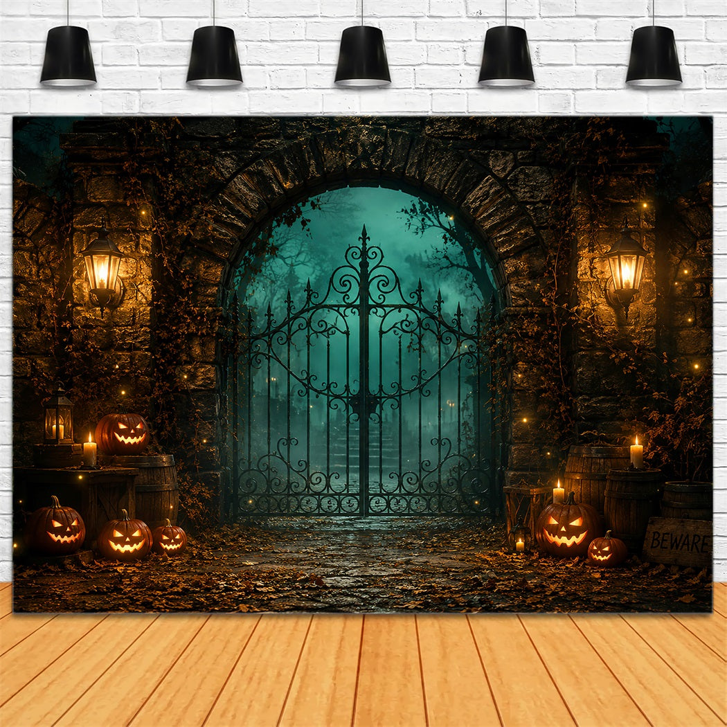 Décor De Fête D'Halloween Lanterne Pierre Citrouille PorteFond Pour Photomaton D'Halloween LXX67-64