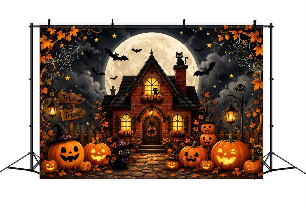 Décor De Noël Extérieur Pour Halloween Chat Citrouille Mignon Et Maisonnette Effrayante LXX67-66