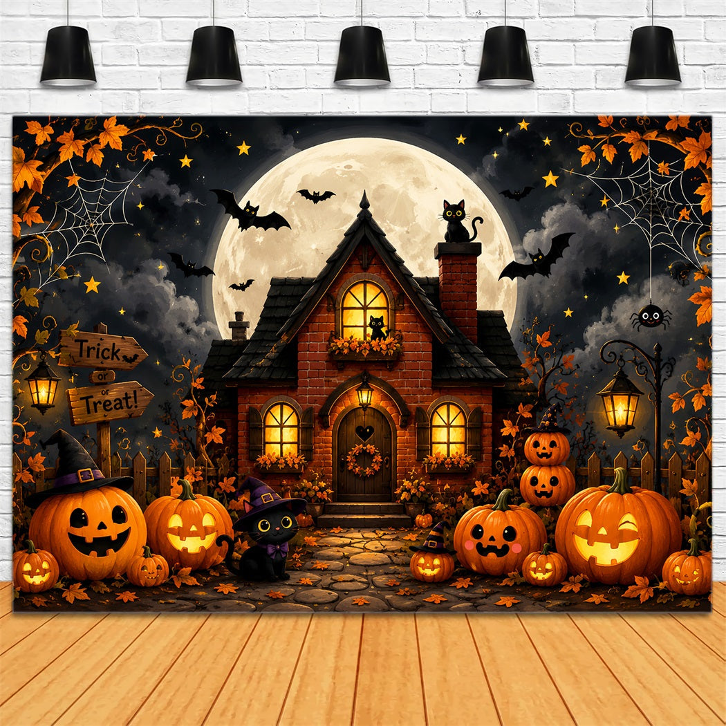 Décor De Noël Extérieur Pour Halloween Chat Citrouille Mignon Et Maisonnette Effrayante LXX67-66