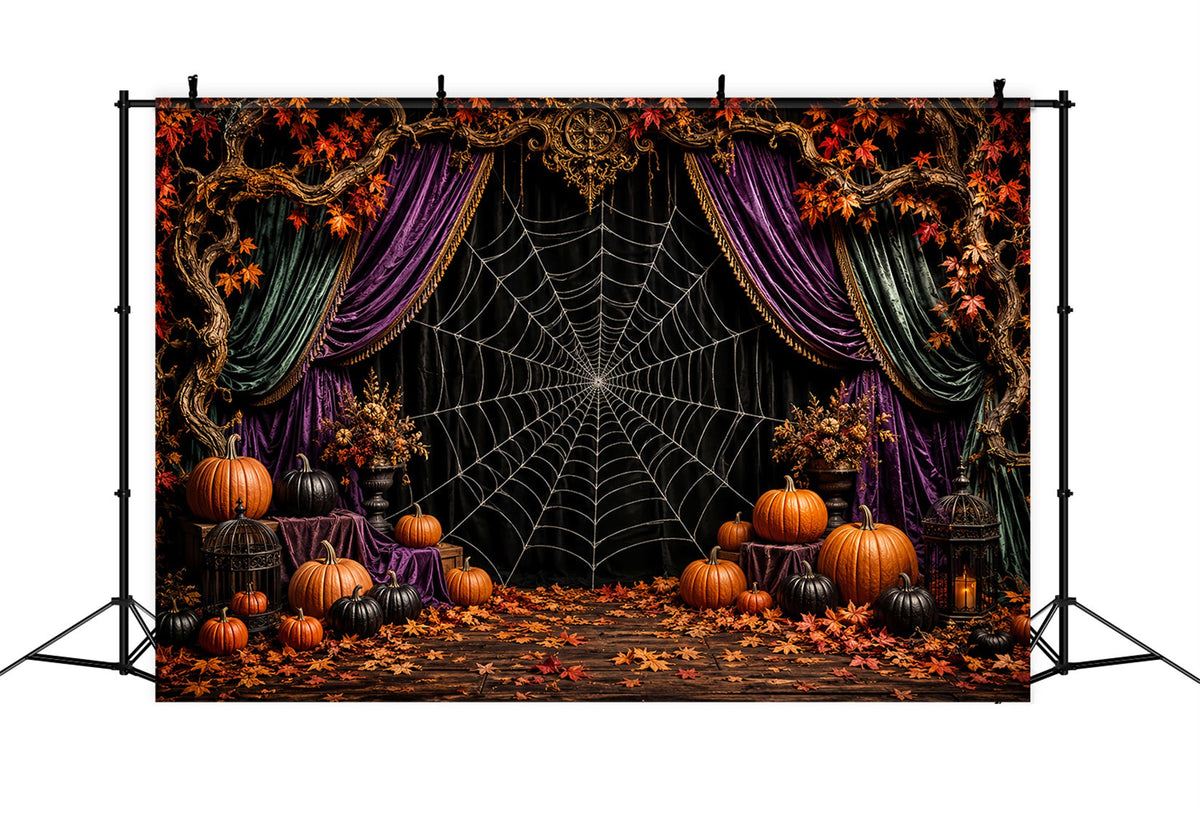 Décor De Scène Pour Halloween Toile D'Araignée Citrouille En Velours LXX67-67