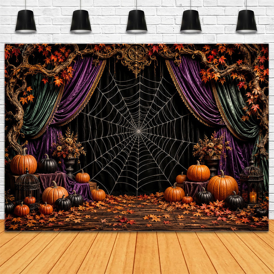 Décor De Scène Pour Halloween Toile D'Araignée Citrouille En Velours LXX67-67