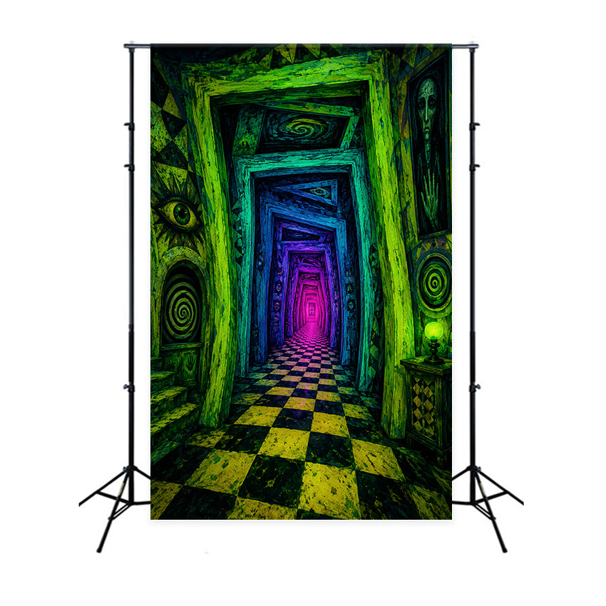 Idées De Décors Pour Photomaton Halloween Couloir En Spirale Hanté Au NéonDécor Photo Halloween LXX67-72