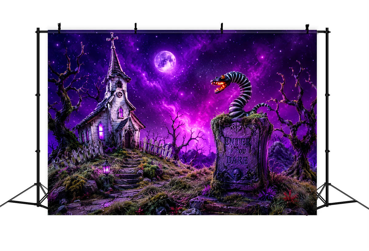 Décor D'Halloween Effrayant Église Violette Serpent Pierre Tombale Décors D'Halloween Effrayants LXX67-81