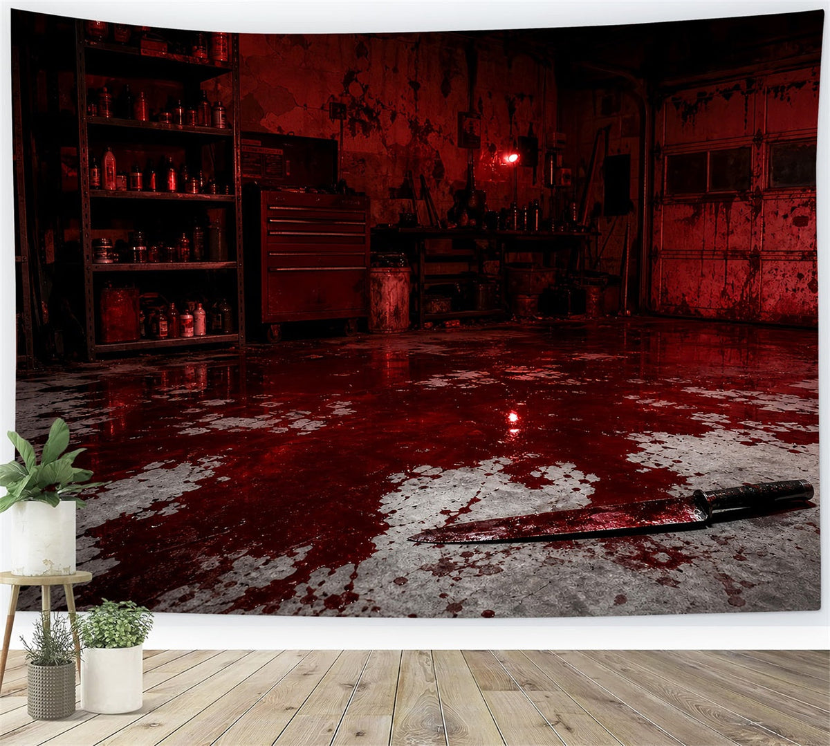 Décor De Garage Pour Halloween Pièce Ensanglantée Couteau Sol Décor Pour Halloween LXX67-82