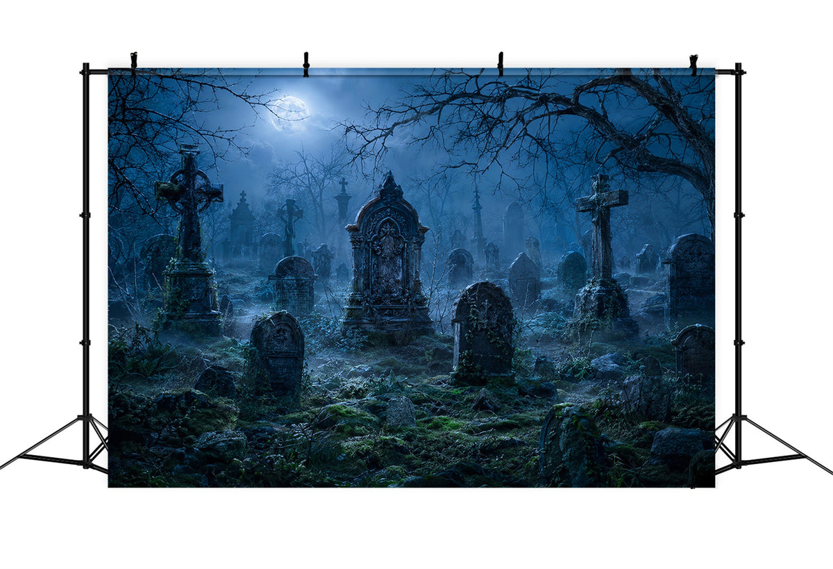 Décor De Maison D'Halloween Cimetière Brumeux Au Clair De Lune Pierres Tombales Décor LXX67-84